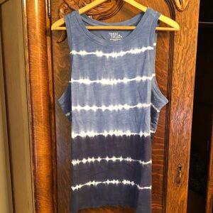 Time and Tru Navy Tie-Dye Tank Top